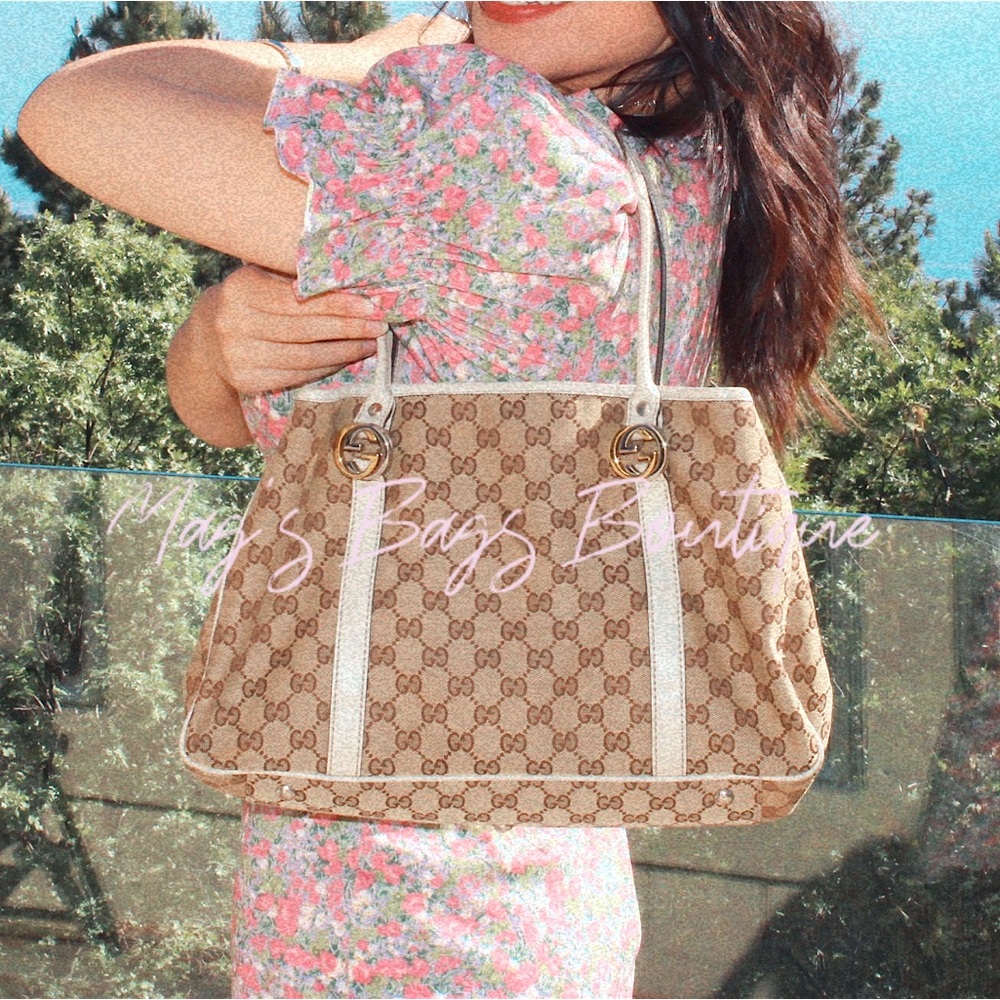 Gucci: Twins GG Monogram Canvas Gold/Silver Tote Bag